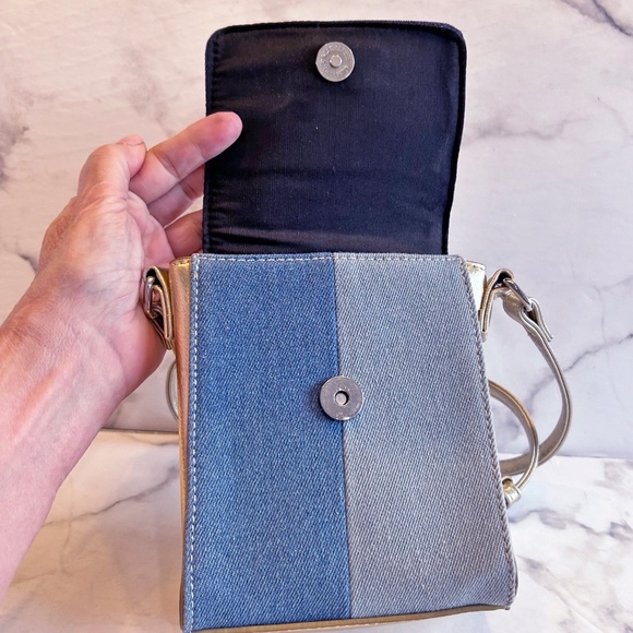 Joseph Ribkoff mini bag denim & gold crossbody purse - Picture 5 of 6